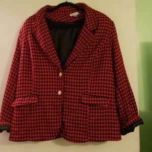 Red and Black Houndstooth Blazer